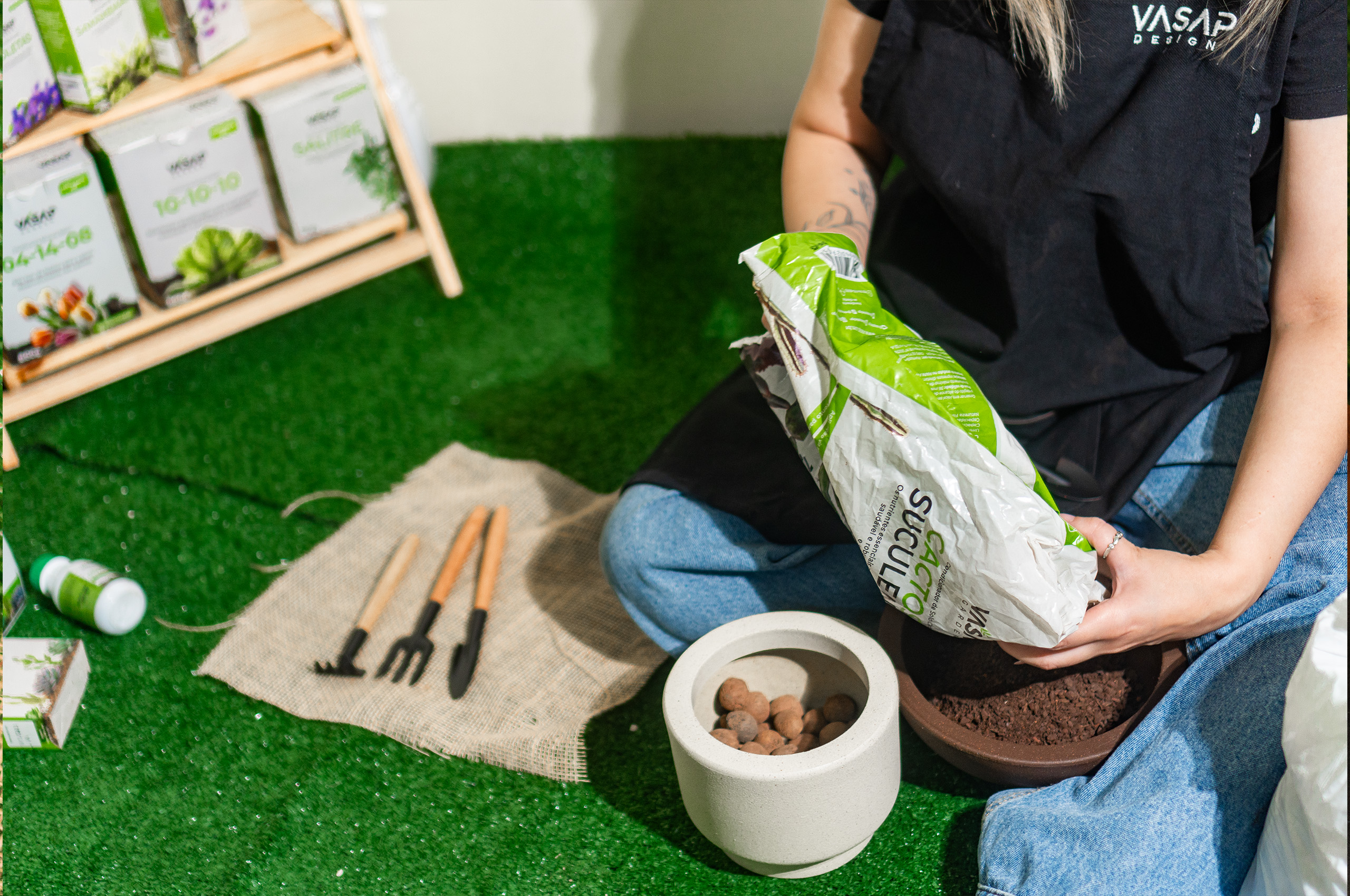 montagem de drenagem com argila expandida